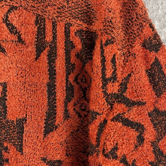 Ali Miles Sweater Womens 2X Orange Black Cowl Neck Textured Aztec Tribal Artsy - Picture 12 of 13